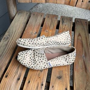 Toms Gold Polka Dot Slip On Canvas Sneakers Classic Alpargata Womens Size 7.5